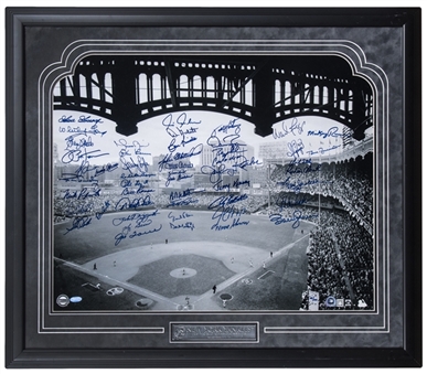 Yankees Facade Greats Signed Photo Framed With 50 Signatures Including Yogi Berra, Reggie Jackson, Mariano Rivera & Derek Jeter – LE 49/50 (Steiner)